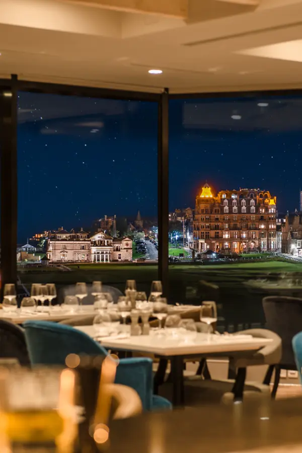 Restaurant dining with night cityscape view