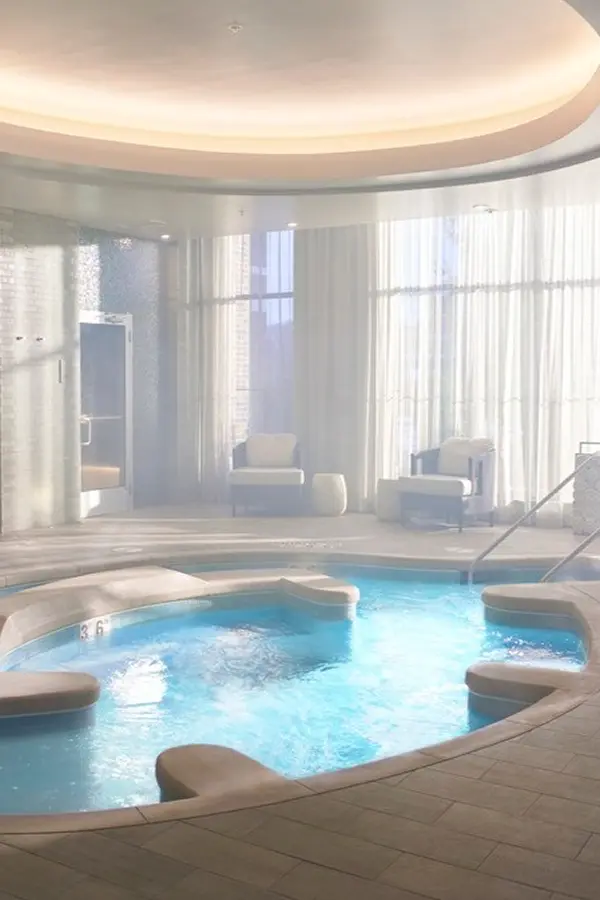 Indoor spa pool with curved ceiling